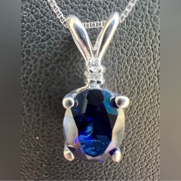 High quality, sapphire/diamond pendant - Picture 3 of 7